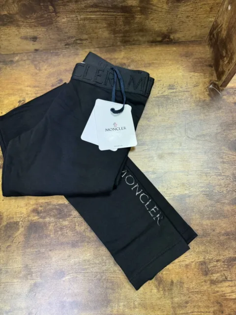 Moncler Junior Black Leggings With Logo Waistband Girls Age 10years (REF9-8)