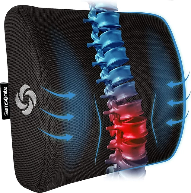 SAMSONITE Lumbar Support Pillow For Office Chair and Car Seat, Perfectly balance