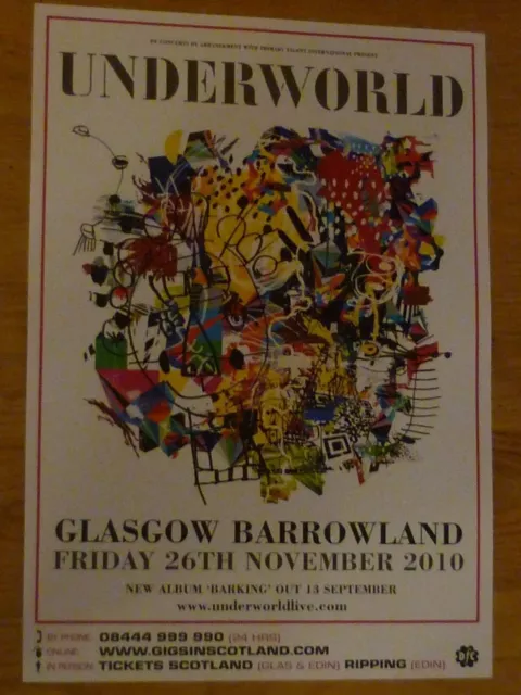 Underworld -- Glasgow 2010 live music show tour memorabilia  concert gig poster.