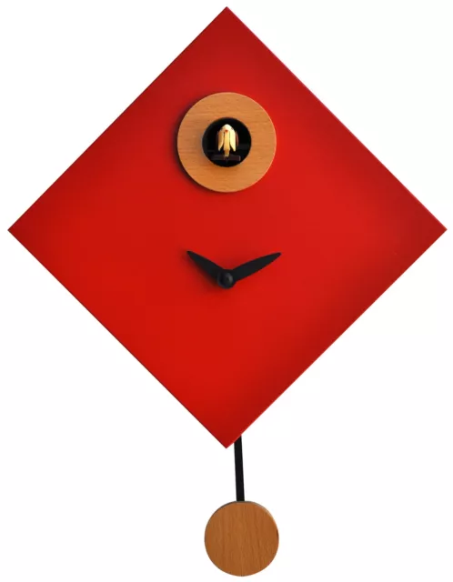 Orologio a Cucù da Parete 25x25x11cm Pirondini Italia Rombino Rosso