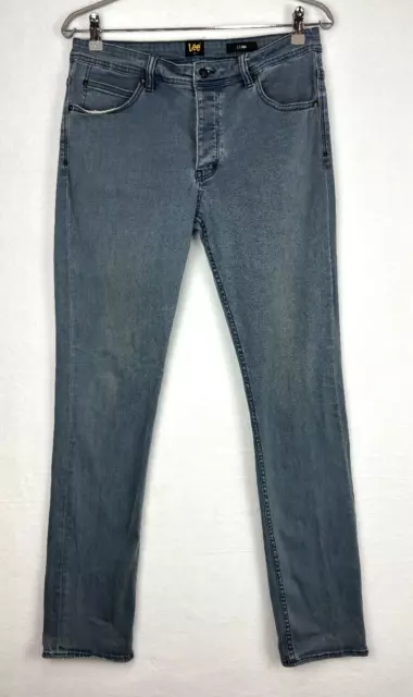 Lee Lo Slim L2 Jeans Mens Size W34 Denim Light Blue Grey Button Fly