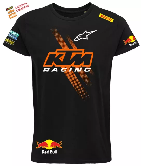 Tshirt nera KTM Racing TOP replica corse ENDURO moto CROSS + 3 stickers OMAGGIO