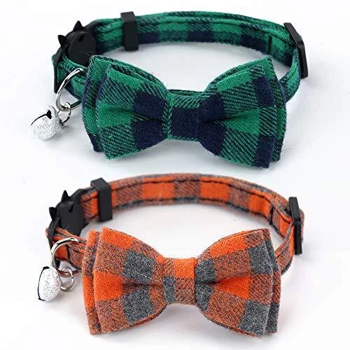 SuperBuddy Cat Collars Breakaway with Cute Bow Bell - 2 Pack Kitten Collar