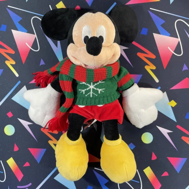 Disney Store Mickey Mouse 18" Xmas Holiday Winter Plush Christmas 2009