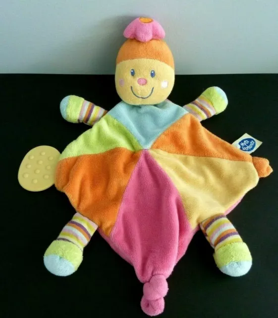 *. Doudou Plat Mots D'enfants Tortue Papillon Rose Orange Vert Raye Tbe