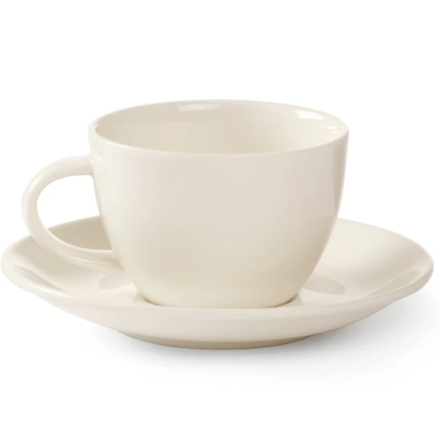 Lot 6 tasses espresso + soucoupes Cafés Folliet – design coloré - Arts de la table
