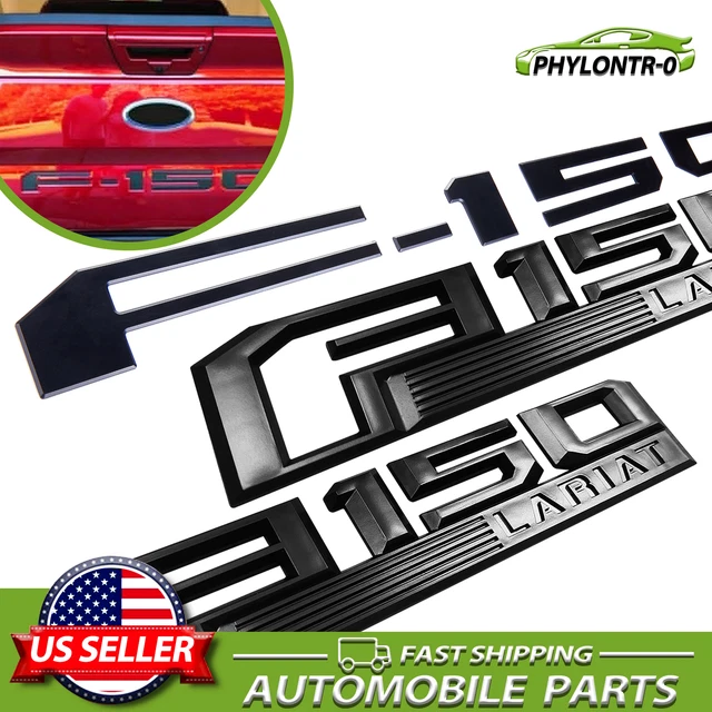Matte Black Tailgate Insert Letter&Fender Side Emblem For F-150 LARIAT 2018-2020