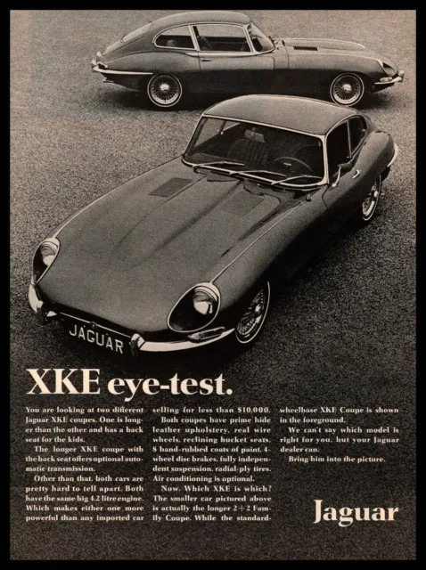 1968 Jaguar XKE 2 + 2 Family Coupe And Standard XKE Coupe 4.2L Engine Print Ad