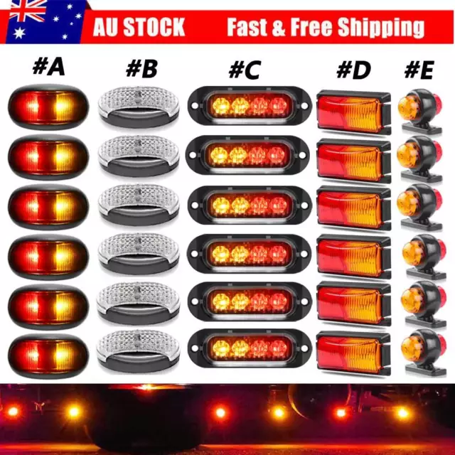 Amber Red Led Clearance Lights Side Marker Lamp Trailer Caravan Truck Multi Volt