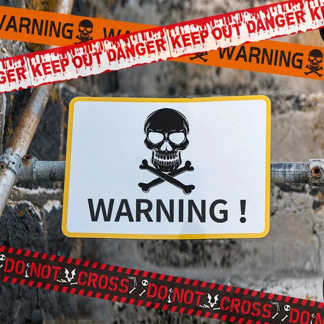 Halloween Warning Tape Signs Prop Decoration