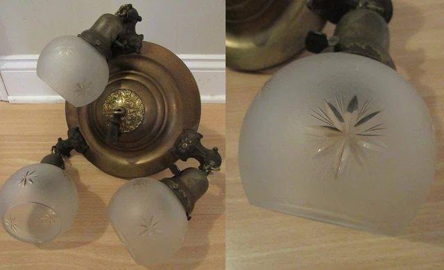 antique chandelier cast iron ceiling hanging light fixture 3 STARBURST GLOBES