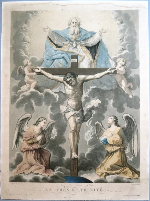 Aquatinte en couleurs, Coqueret d'après LE GUIDE, "La  Trinité", 19e siècle