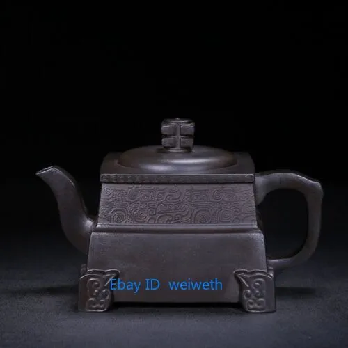 Chinese old Yixing Clay Teapot square pots Purple sand Teapot 400cc