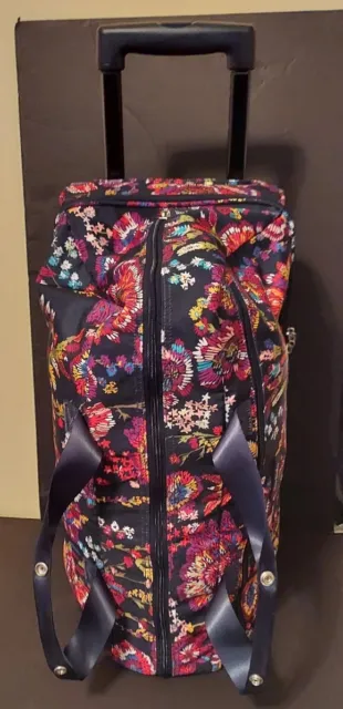 Vera Bradley Black Floral Large 21" Duffle Bag Luggage Rolling ~ Euc!