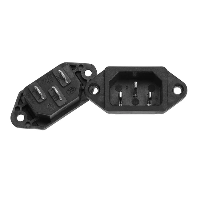 Screw Mount 3 Pins IEC320 C14 Inlet Power Plug Socket AC 250V 10A Bla...