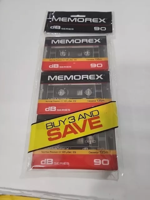Memorex 90 dB Series 3 Pack Cassette Tape 135m NOS Unopened Pack New In Package