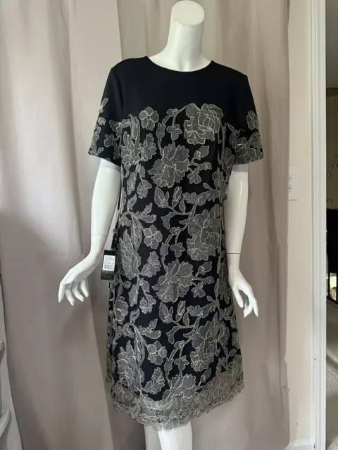 NWT New Tadashi Shoji Black Short Sleeve Dress size 16/XL