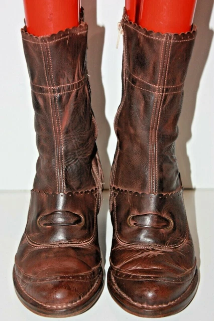 NEOSENS  Bottines Boots Cuir Dentelé Marron Cognac T 38 TBE