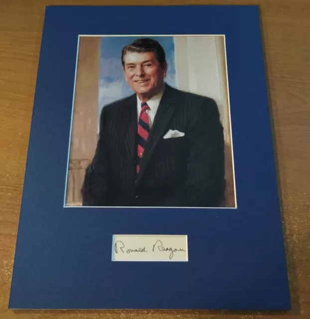 President Ronald Reagan Authentic Hand Signed Autograph - Matted w/Color Photo