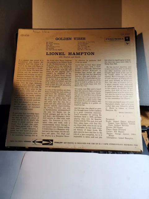 Lionel Hampton – Golden Vibes Columbia- CS 8110 GOOD+ R58 2