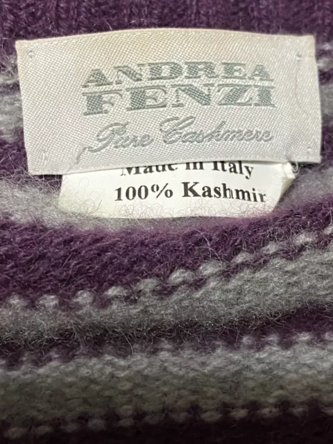 SOR ANDREA FENZI Pure Cashmere V-Neck Sweater Purple Jumper Sz 50 Made ...
