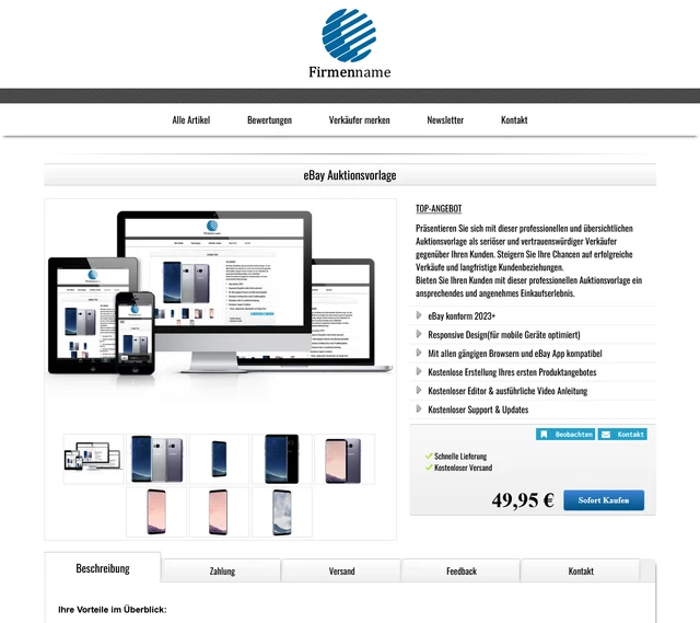eBay Auktionsvorlage Responsive Verkaufsvorlage Template 2023 +Editor eBay Auktionsvorlage Responsive Verkaufsvorlage Template 2023 +Editor