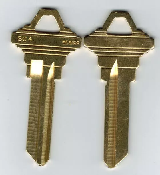 Schlage SC4 Key Blanks C Keyway 6 pin Brass X2