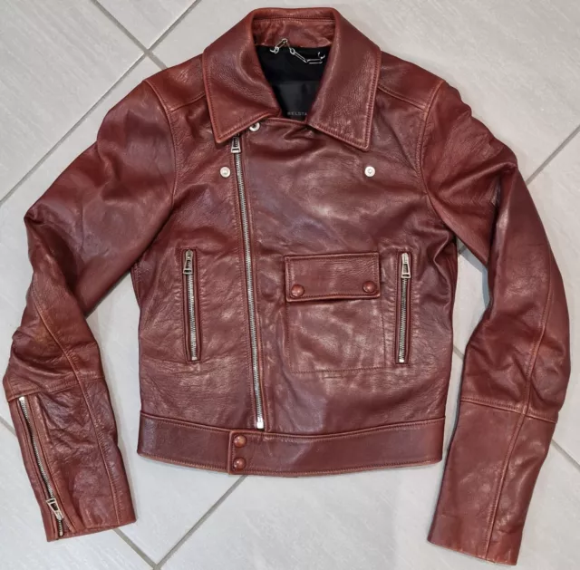 Belstaff Premium Bordeaux Leather Jacket Woman Size 40 Very Good Conditions