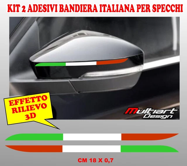 Strisce Adesive 3D Tricolore Italia Per Specchietti Alfa Stelvio - Design Sagomato, Colori Brillanti - Foto 3
