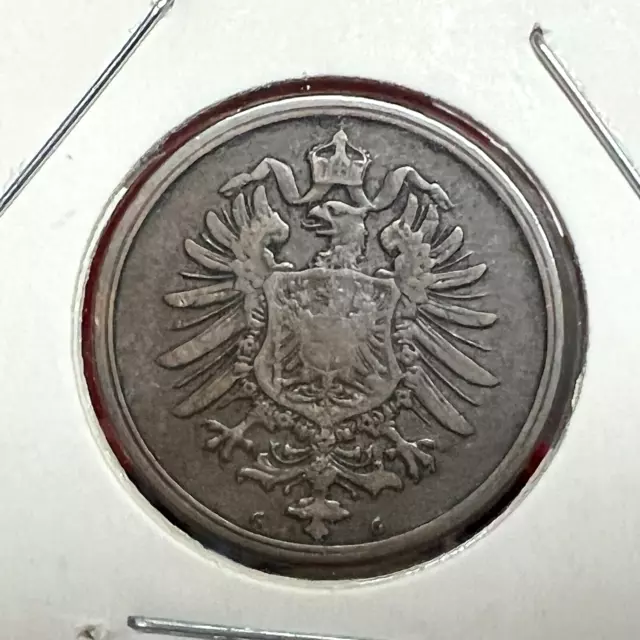 1876-G  Germany  2 Pfennig Better  Empire Coin