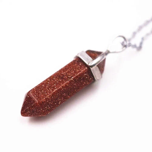 Crystal Necklace Gemstone Pendant Natural Chakra Stone Energy Healing with Chain 24