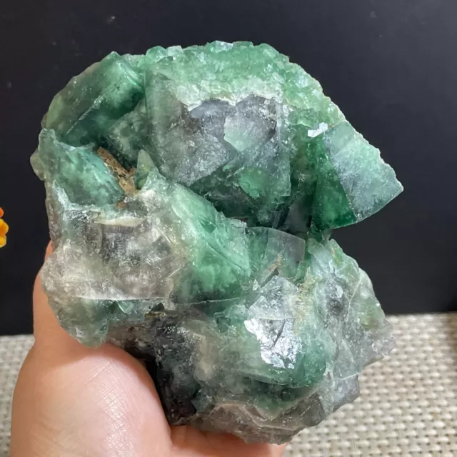 NATURAL Green Cubic FLUORITE Quartz Crystal Cluster Mineral Specimen 980g h27