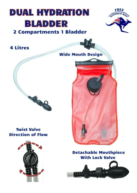 Water Bladder Dual Pocket Hydration 4 Litres Cycling Hiking Backpacking Hunting