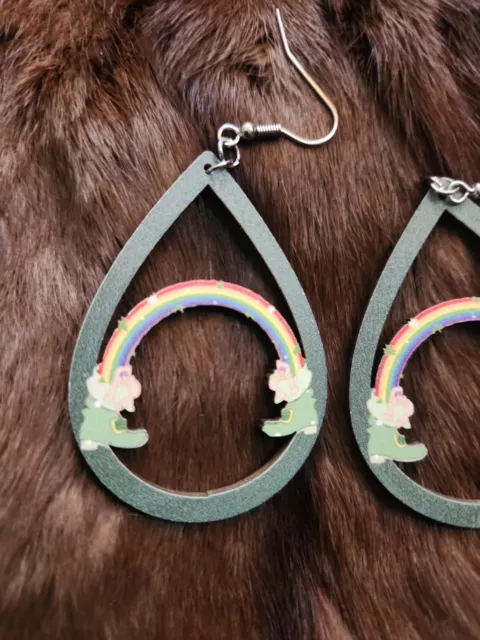 St. Patricks Day Rainbow Decor Water Drop Earrings