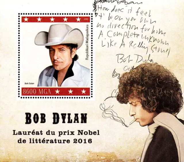 MNH Block Bob Dylan Usa Sänger Musik Songwriter Lyriker Nobelpreis Literatur/352