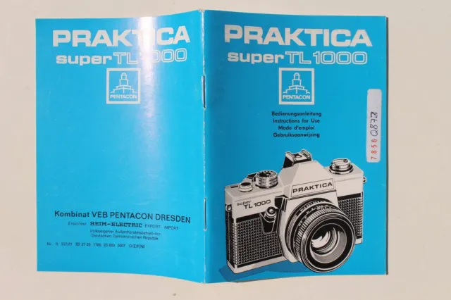 28249 Manual Praktica Super TL1000 Pentacon Instuctions for Use GDR