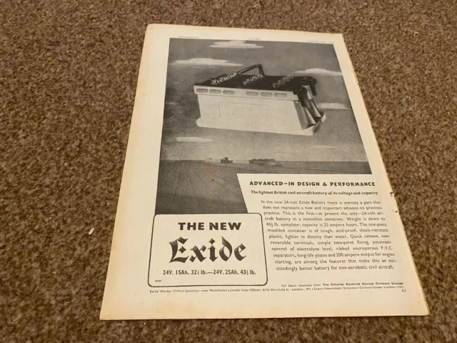 Framed Advert 11X8 The New Exide 24 Volt Battery