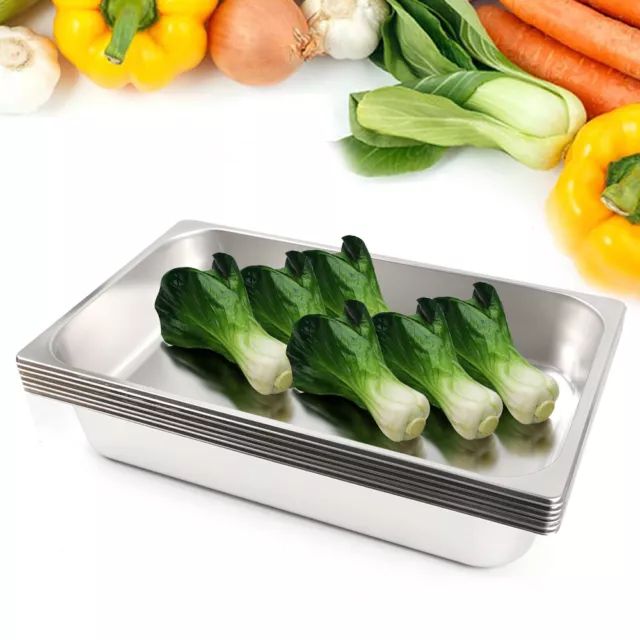 6 Pack Full Size 4" Deep Stainless Steel Steam Prep Table Buffet Food Pan Hotel 3