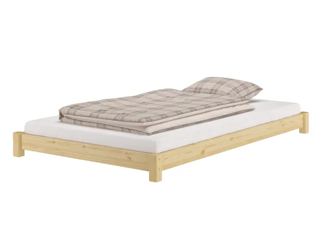 Cama futón ancha y plana cama individual 120x200 pino macizo cama baja natural