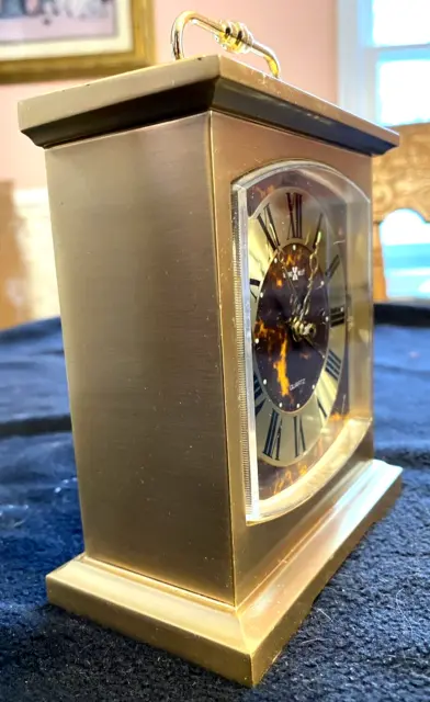 Vintage Howard Miller Quartz Brass Carriage Clock Mantle Desk Alarm 4RE603 Japan 2