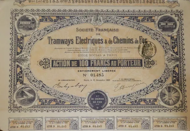 Tramways Electriques & de Chemins de Fer, Paris 1902, Aktie, Eisenbahn