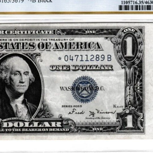 $1  1935 B  STAR ⭐️ SILVER CERTIFICATE SERIAL # ⭐ 04711289 B  Fr. 1611*  PCGS