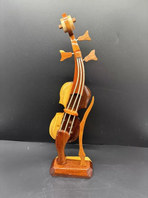 Beautifully Carved Wooden Violin 14” Tall