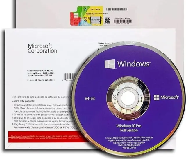 Microsoft Windows 10 Professional - 64Bit - mit DVD - SB/OEM - Deutsch FQC-08922