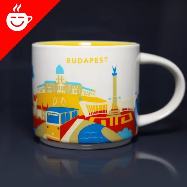 + STARBUCKS City Mug + BUDAPEST I V1 gelb YOU ARE HERE YAH Tasse Ungarn Hungary