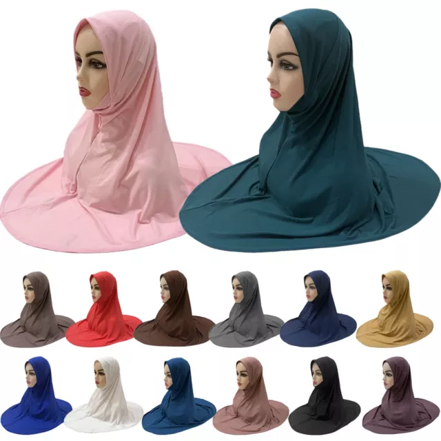 One Piece Amira Muslim Women Hijab Khimar Overhead Head Scarf Wrap Niqab Turban 2