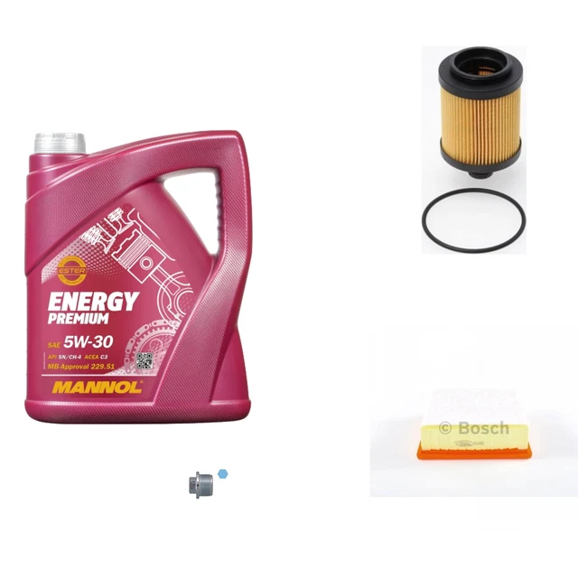Bosch Pacchetto di Ispezione 5 L mannol Energy Premium 5W-30 per di Fiat Linea