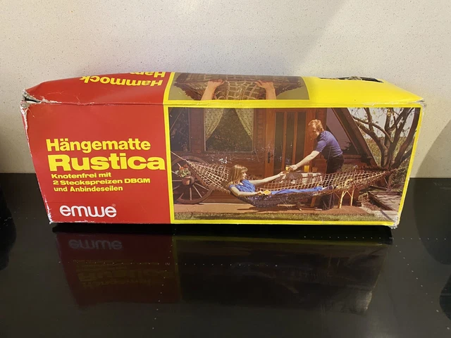 Vintage Nylon Hängematte braun Fransen Emwe Westdeutschland Tiki Boho 70er