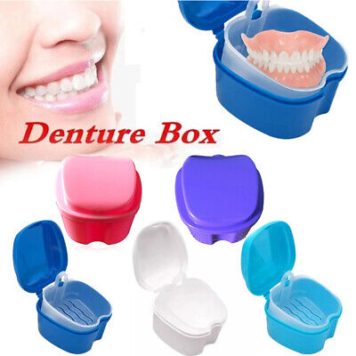 Contenedor de dientes postizos caja de almacenamiento estuche de limpieza dental caja caliente #
