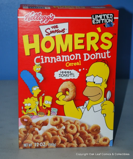 2002 KELLOGG'S THE Simpsons HOMER'S CINNAMON DONUT Cereal Box S38 EMPTY